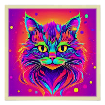 Farbenfrohe Katze Kopfarbeit
