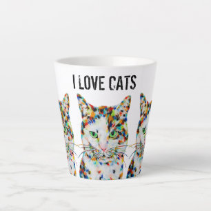 Farbenfrohe Katze Latte Tasse