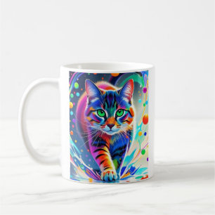 Farbenfrohe Katze, Splash, Malerei, Farbsortierung Kaffeetasse