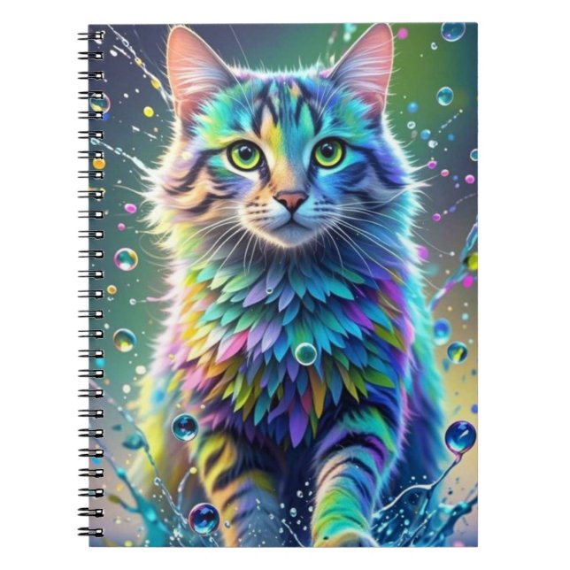 Farbenfrohe Katze, Splash, Malerei, Farbsortierung Notizblock (Vorderseite)