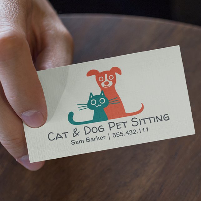 Farbenfrohe Katze und Hunde Sitzen | Pflege von Ha Visitenkarte (Von Creator hochgeladen)