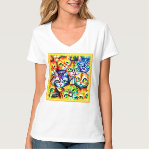 Farbenfrohe Katze und Kätzchen Muster. Jetzt kaufe T-Shirt