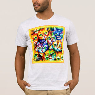 Farbenfrohe Katze und Kätzchen Muster. Jetzt kaufe T-Shirt