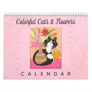 Farbenfrohe Katzen Blume Niedlich Girly Boho 2022  Kalender