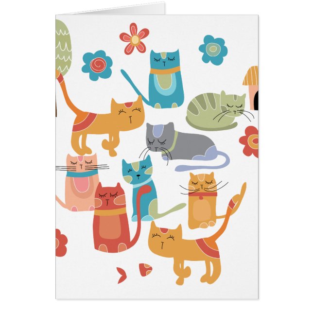 Farbenfrohe Katzen Druckgeschenke für Katzen Liebh (Vorne)