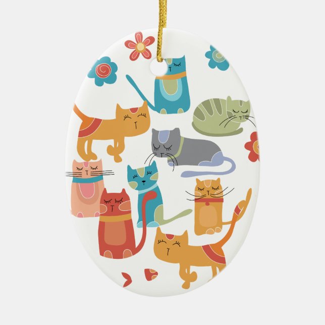 Farbenfrohe Katzen Druckgeschenke für Katzen Liebh Keramik Ornament (Vorne)