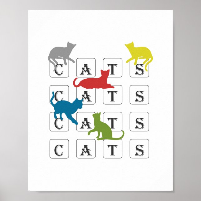 Farbenfrohe Katzen für Katzenbesitzer und Katzenli Poster (Vorne)