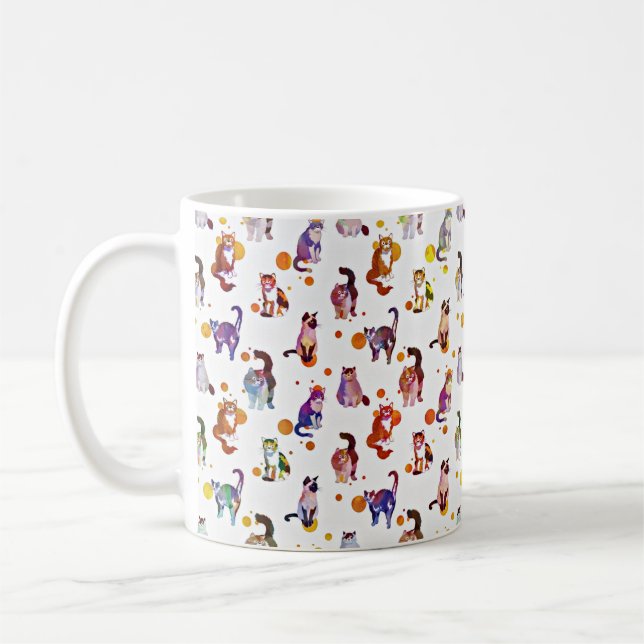 Farbenfrohe Katzen Kaffeetasse (Links)