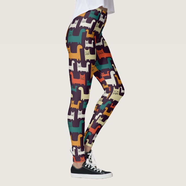 Farbenfrohe Katzen Muster Leggings (Rechts)