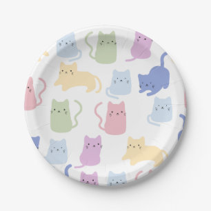 Farbenfrohe Katzen Muster Minimales Party Pappteller