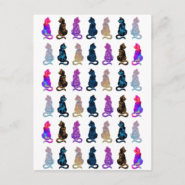 Farbenfrohe Katzen Muster Postkarte (Vorderseite)