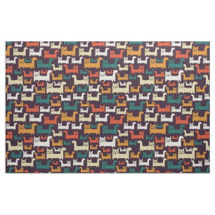 Farbenfrohe Katzen Muster Stoff