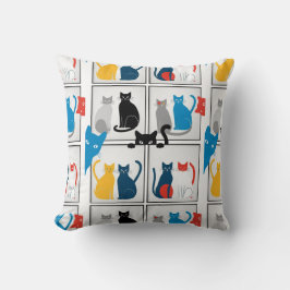 Farbenfrohe Katzen Patchwork Purkissen Kissen