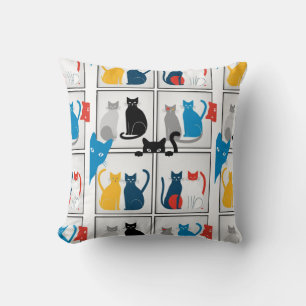 Farbenfrohe Katzen Patchwork Purkissen Kissen
