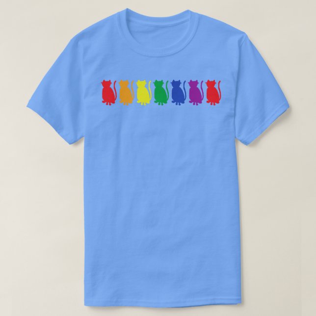 Farbenfrohe Katzen Regenbogen T-Shirt (Design vorne)