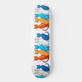 Farbenfrohe Katzen Skateboard Deck für Katzen Lieb