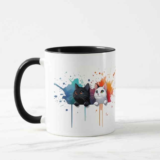 Farbenfrohe Katzen-Tasse Tasse (Links)