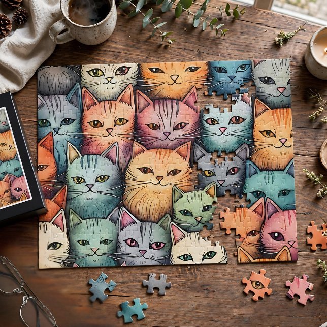 Farbenfrohe Katzen Whimsical Doodle (Von Creator hochgeladen)