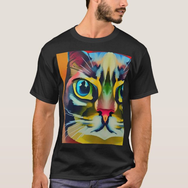 Farbenfrohe Katzenauge abstrakt streichelt kitschi T-Shirt (Vorderseite)