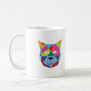 Farbenfrohe Katzengesicht Kaffeetasse