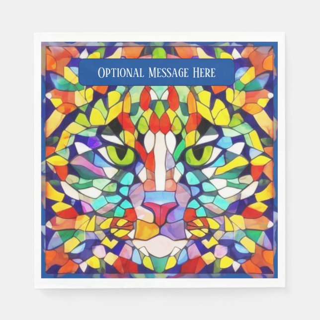 Farbenfrohe Katzengesicht Kaleidoskop - Gruß hinzu Serviette (Vorderseite)