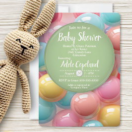 Farbenfrohe Kaugummi Kalligraphie Babydusche Einladung