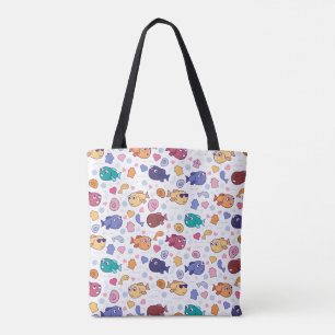 Farbenfrohe Kawaii Fish Tote Tasche - Adortable Oc