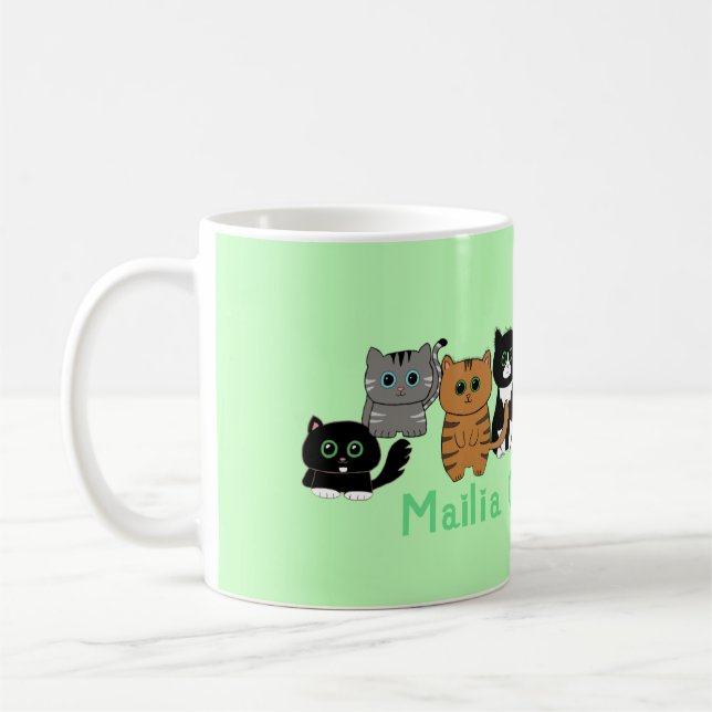 Farbenfrohe Kawaii Katzen Niedliches Cat Lover Ges Kaffeetasse (Links)