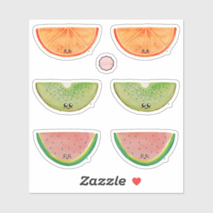 Farbenfrohe Kawaii Wasserfarben Obstaufkleber Aufkleber