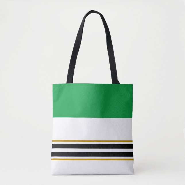 Farbenfrohe Kelly Green Black Racing Streifen auf  Tasche (Vorderseite)
