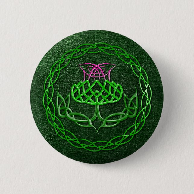Farbenfrohe keltische Knie Thistle Button (Vorderseite)