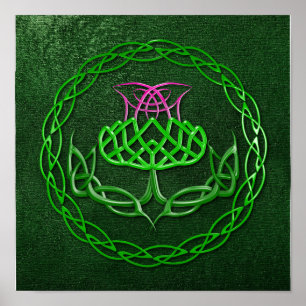 Farbenfrohe keltische Knot Thistle Poster