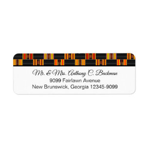 Farbenfrohe Kente Black Pinstripe K30 Rücksendeadr
