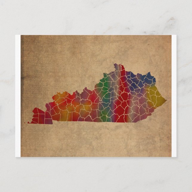 Farbenfrohe Kentucky Landkreise Kunst, Dichtung un Postkarte (Vorderseite)