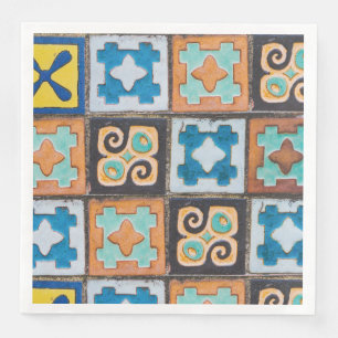 Farbenfrohe Keramik Fliesen Muster Design Serviette