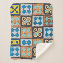 Farbenfrohe Keramik Fliesen Muster Design Sherpadecke