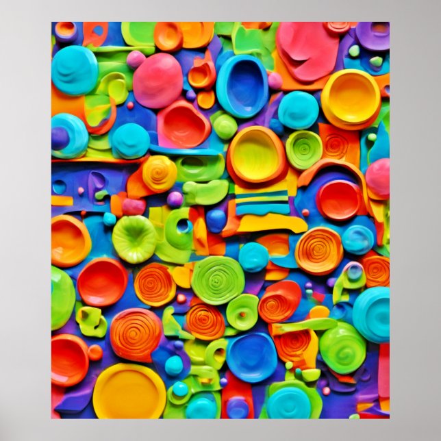 Farbenfrohe Keramik Kunst Poster (Vorne)