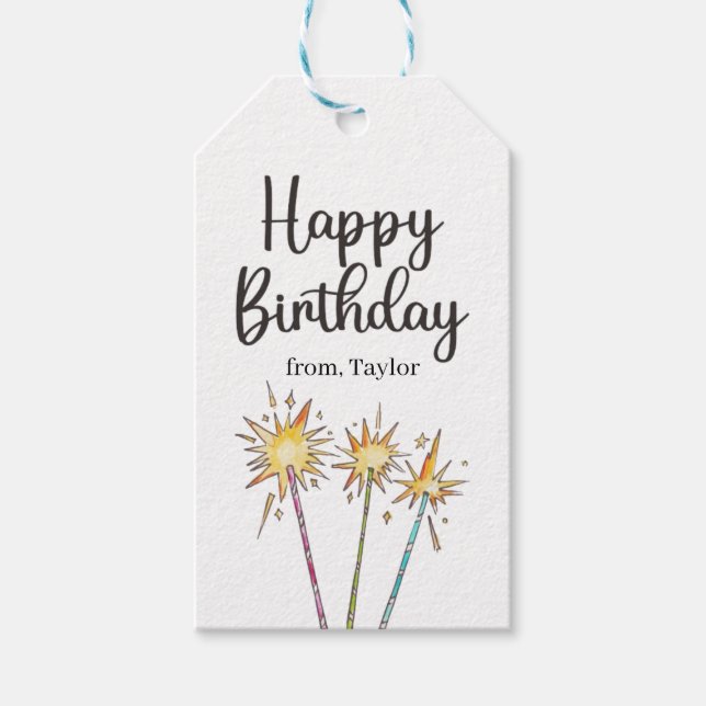 Farbenfrohe Kerzen Glitzern Happy Birthday Geschenkanhänger (Vorderseite)