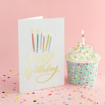 Farbenfrohe Kerzen zum Geburtstag Grußkarte Mit Foliendruck<br><div class="desc">Diese skurrile Geburtstagskarte mit farbenfrohen Kerzen,  originellen Handschriften und Flammen in echter Folie. Passen Sie die Innenseite der Karte an.</div>