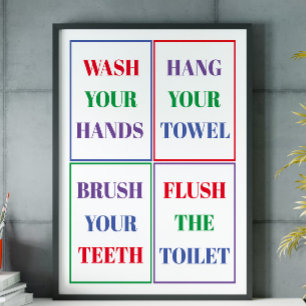 Farbenfrohe Kid's Bathroom Wall Poster