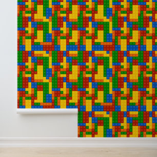 Farbenfrohe Kids Gebäude Bricks Muster Tapete