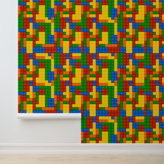 Farbenfrohe Kids Gebäude Bricks Muster Tapete