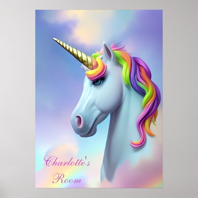 Farbenfrohe Kid's Room Unicorn Poster (Vorne)