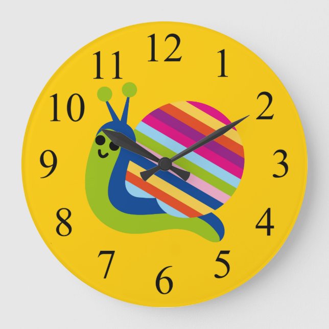 Farbenfrohe Kids Snack Clock Große Wanduhr (Vorderseite)