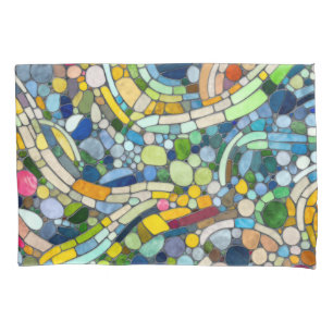 Farbenfrohe Kies Mosaik Kunst Kissenbezug