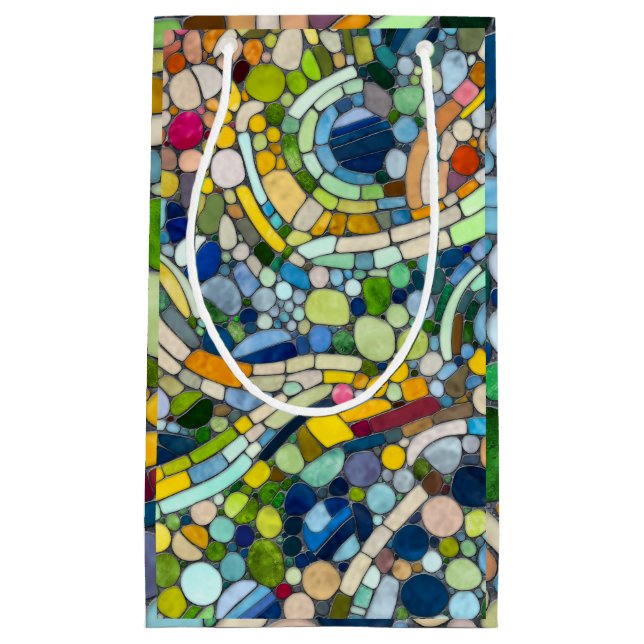 Farbenfrohe Kies Mosaik Kunst Kleine Geschenktüte (Vorderseite)