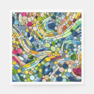 Farbenfrohe Kies Mosaik Kunst Serviette