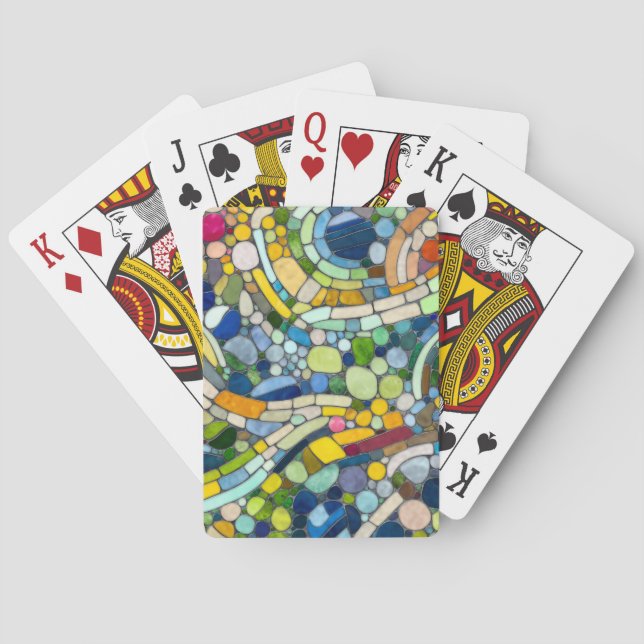 Farbenfrohe Kies Mosaik Kunst Spielkarten (Rückseite)
