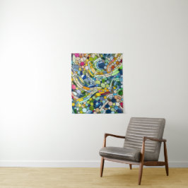 Farbenfrohe Kies Mosaik Kunst Wandteppich