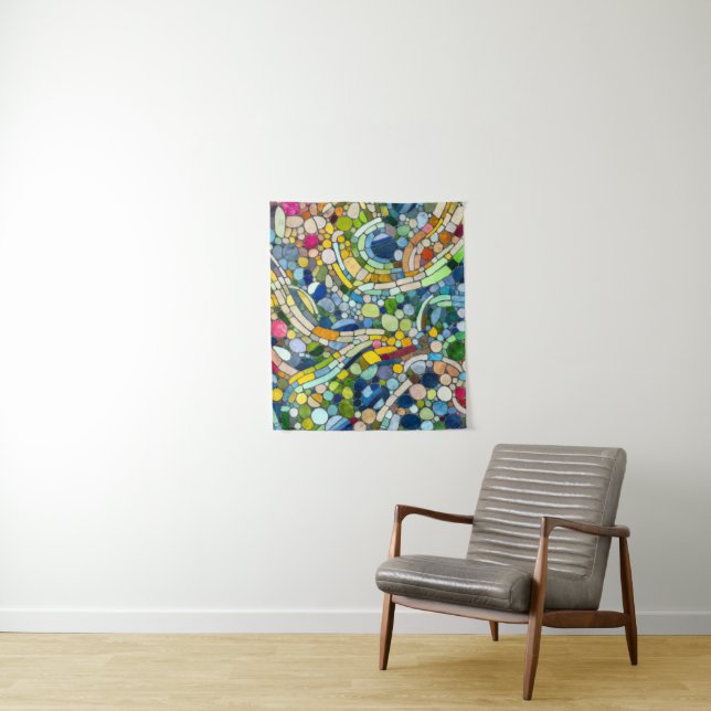 Farbenfrohe Kies Mosaik Kunst Wandteppich (Beispiel)